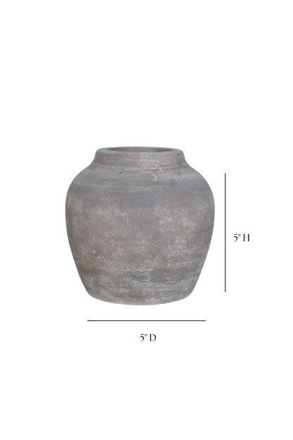 Hugo Grey Wash Round Vase Small