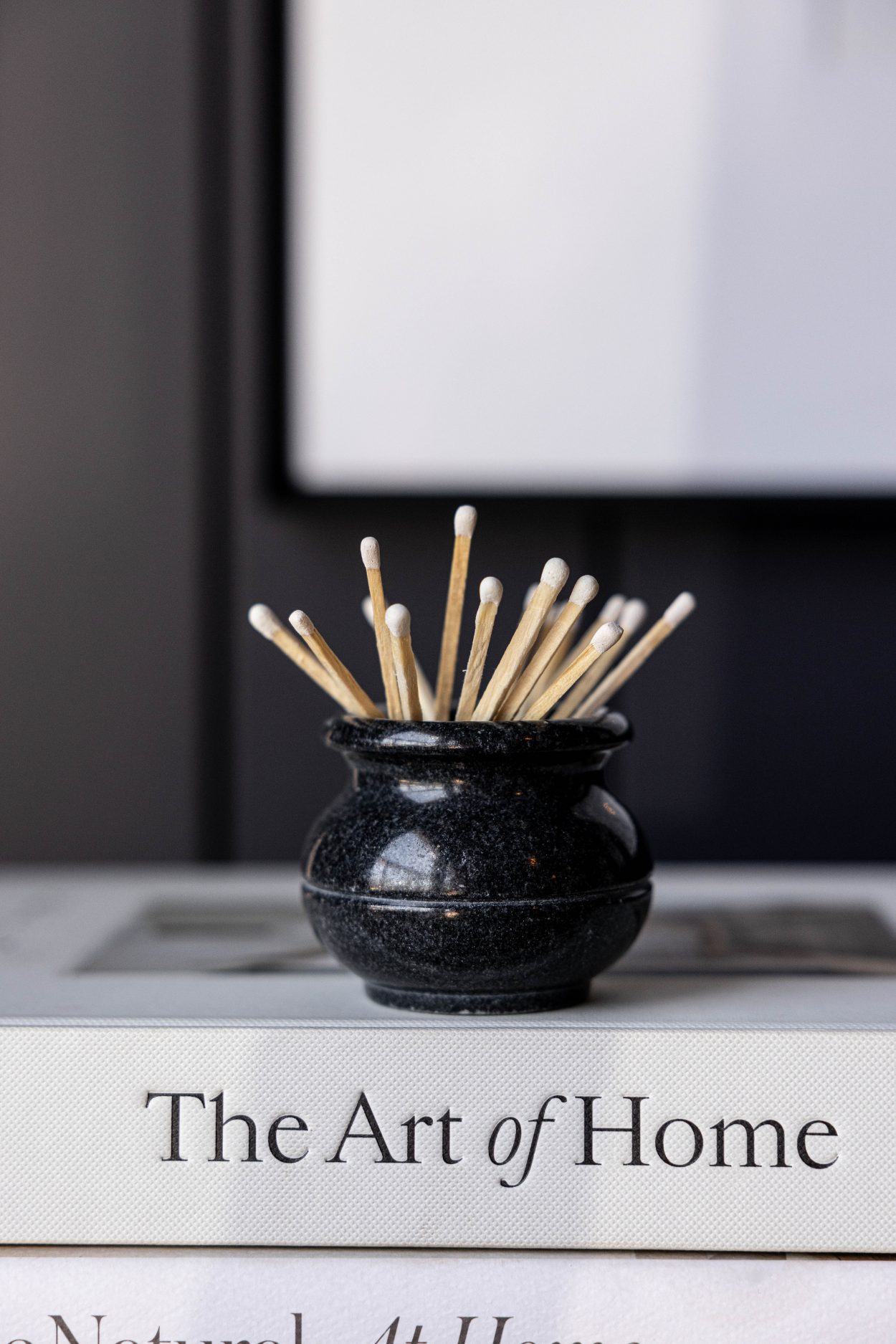 Black Marble Match Holder
