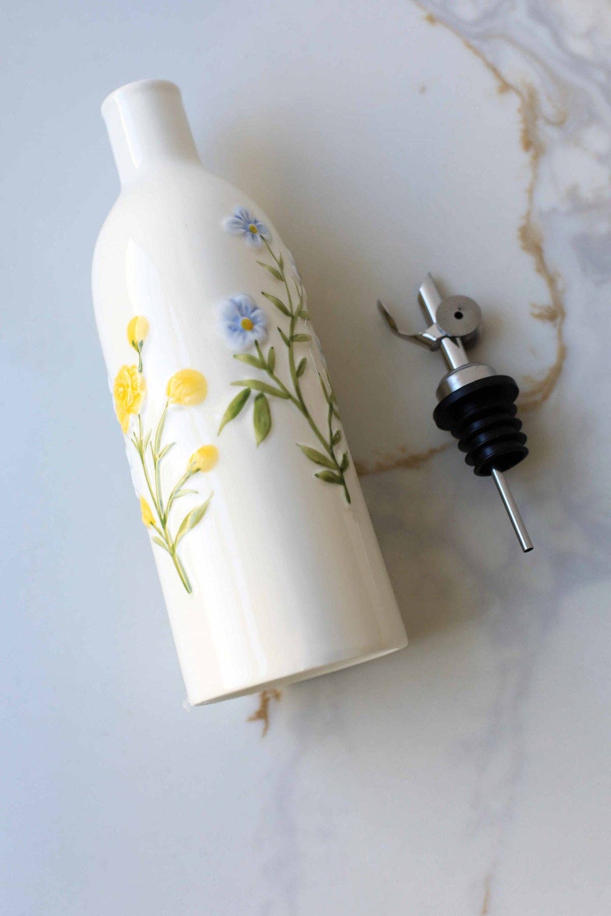 Floral Oil & Vinegar Bottle