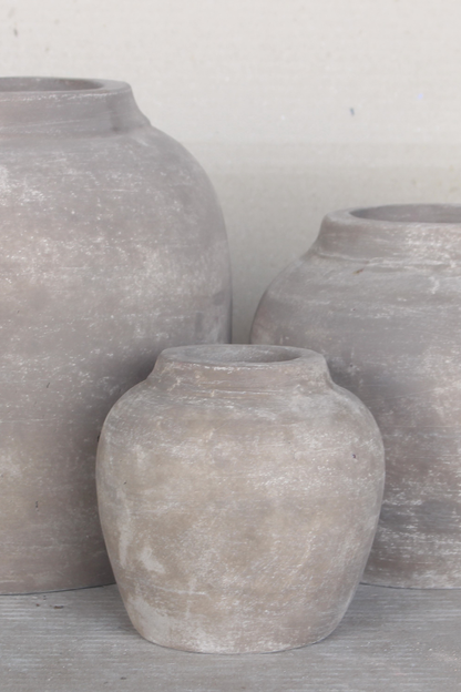 Hugo Grey Wash Round Vase Small