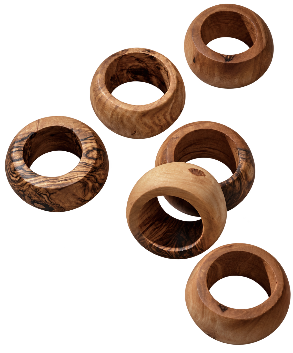 Natural Olive Wood Napkin Rings | Handcrafted