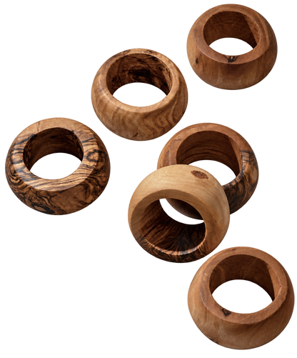 Natural Olive Wood Napkin Rings | Handcrafted