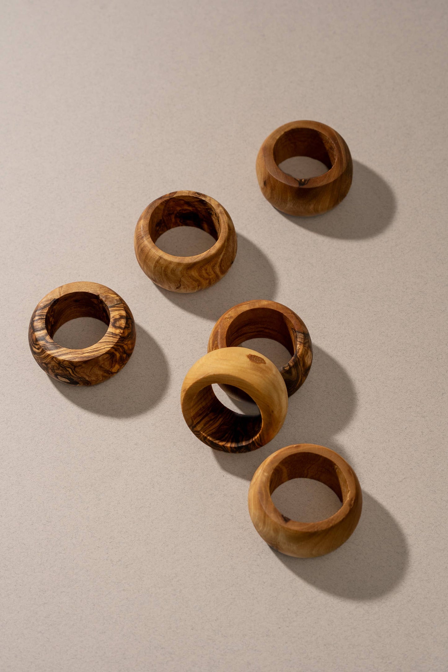Natural Olive Wood Napkin Rings | Handcrafted