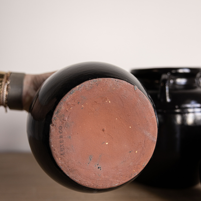 Mercier Glazed Black Vase With Handles Small