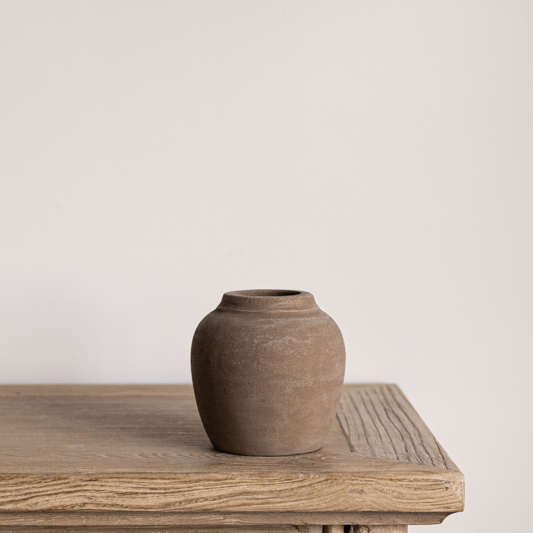 Hugo Grey Wash Round Vase Small