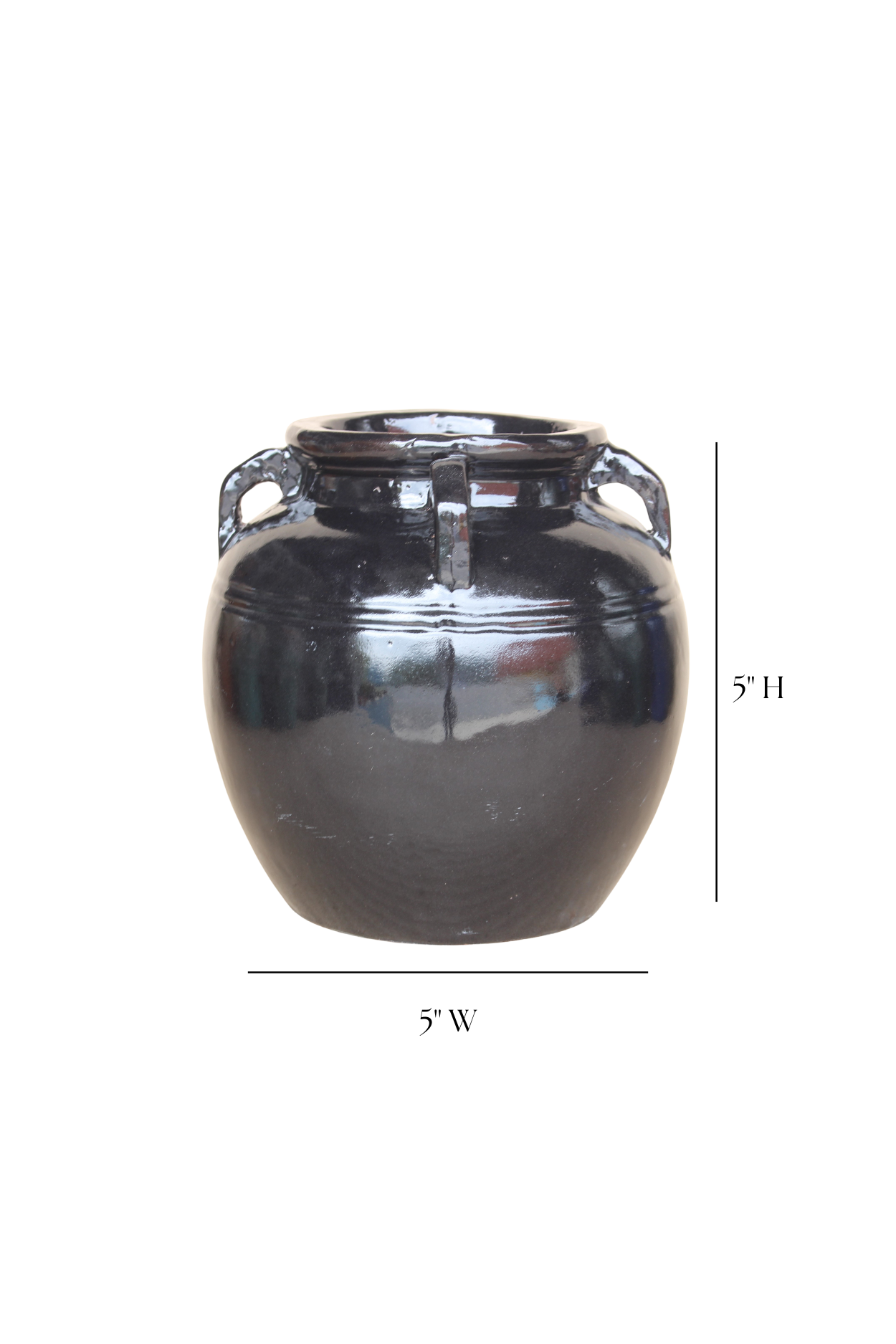 Mercier Glazed Black Vase With Handles Small